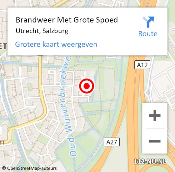 Locatie op kaart van de 112 melding: Brandweer Met Grote Spoed Naar Utrecht, Salzburg op 8 oktober 2024 06:38