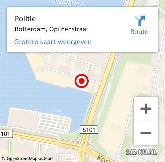 Locatie op kaart van de 112 melding: Politie Rotterdam, Opijnenstraat op 8 oktober 2024 07:03