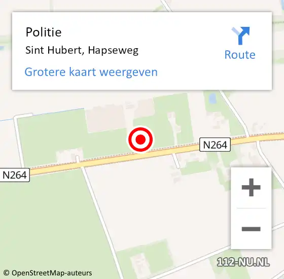 Locatie op kaart van de 112 melding: Politie Sint Hubert, Hapseweg op 8 oktober 2024 07:09