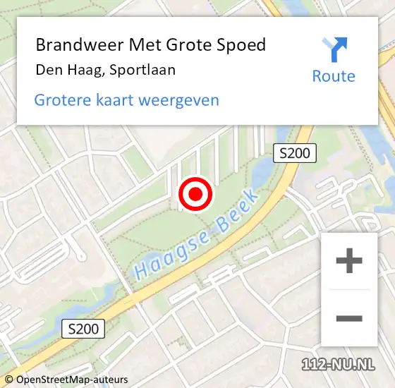 Locatie op kaart van de 112 melding: Brandweer Met Grote Spoed Naar Den Haag, Sportlaan op 8 oktober 2024 07:32