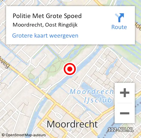 Locatie op kaart van de 112 melding: Politie Met Grote Spoed Naar Moordrecht, Oost Ringdijk op 8 oktober 2024 08:00