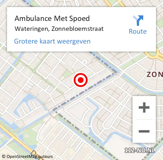 Locatie op kaart van de 112 melding: Ambulance Met Spoed Naar Wateringen, Zonnebloemstraat op 8 oktober 2024 08:03