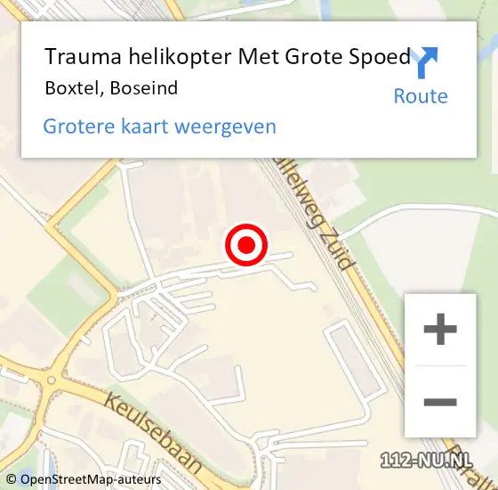 Locatie op kaart van de 112 melding: Trauma helikopter Met Grote Spoed Naar Boxtel, Boseind op 8 oktober 2024 08:15