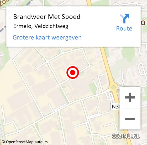 Locatie op kaart van de 112 melding: Brandweer Met Spoed Naar Ermelo, Veldzichtweg op 8 oktober 2024 08:21