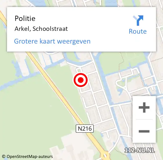 Locatie op kaart van de 112 melding: Politie Arkel, Schoolstraat op 8 oktober 2024 08:38