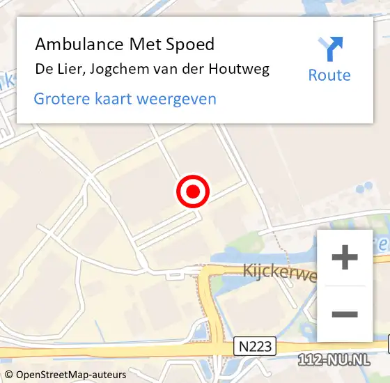 Locatie op kaart van de 112 melding: Ambulance Met Spoed Naar De Lier, Jogchem van der Houtweg op 8 oktober 2024 08:38