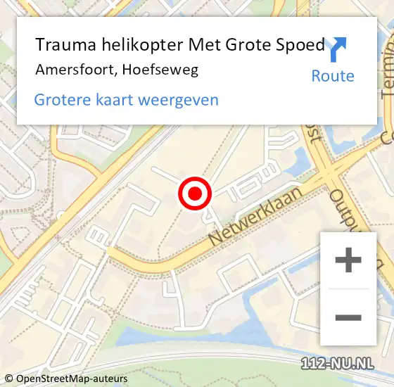 Locatie op kaart van de 112 melding: Trauma helikopter Met Grote Spoed Naar Amersfoort, Hoefseweg op 8 oktober 2024 09:00