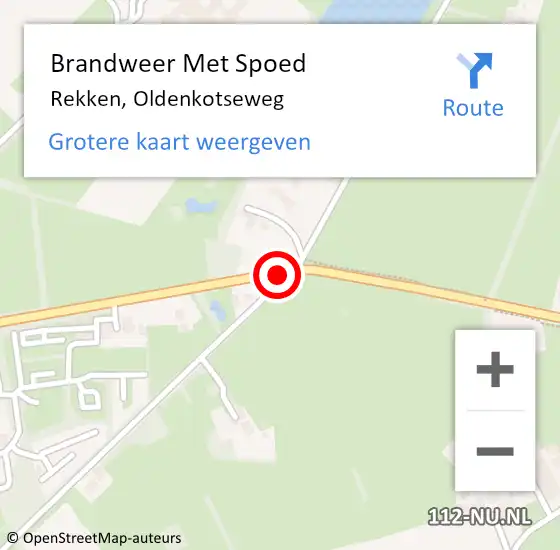 Locatie op kaart van de 112 melding: Brandweer Met Spoed Naar Rekken, Oldenkotseweg op 22 oktober 2014 16:49