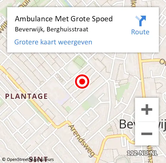 Locatie op kaart van de 112 melding: Ambulance Met Grote Spoed Naar Beverwijk, Berghuisstraat op 8 oktober 2024 09:25