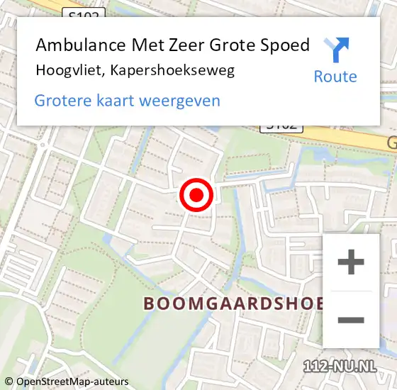 Locatie op kaart van de 112 melding: Ambulance Met Zeer Grote Spoed Naar Hoogvliet, Kapershoekseweg op 8 oktober 2024 09:26