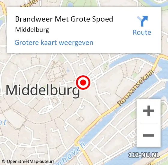 Locatie op kaart van de 112 melding: Brandweer Met Grote Spoed Naar Middelburg op 8 oktober 2024 09:46