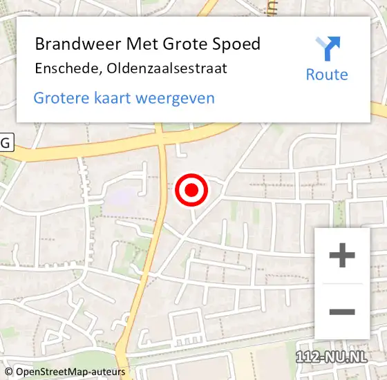 Locatie op kaart van de 112 melding: Brandweer Met Grote Spoed Naar Enschede, Oldenzaalsestraat op 8 oktober 2024 09:47