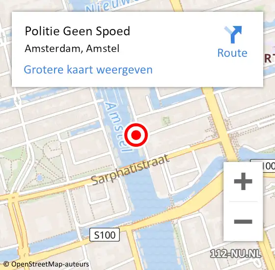 Locatie op kaart van de 112 melding: Politie Geen Spoed Naar Amsterdam, Amstel op 8 oktober 2024 10:04