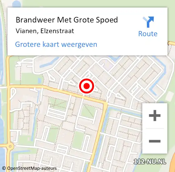 Locatie op kaart van de 112 melding: Brandweer Met Grote Spoed Naar Vianen, Elzenstraat op 8 oktober 2024 10:11