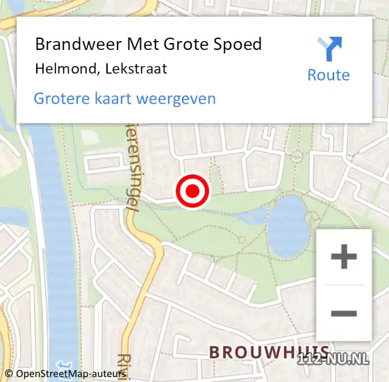 Locatie op kaart van de 112 melding: Brandweer Met Grote Spoed Naar Helmond, Lekstraat op 8 oktober 2024 10:13