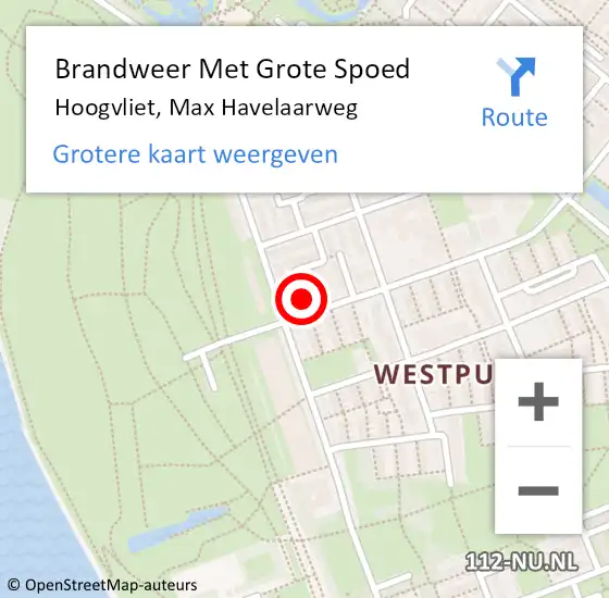 Locatie op kaart van de 112 melding: Brandweer Met Grote Spoed Naar Hoogvliet, Max Havelaarweg op 8 oktober 2024 10:19