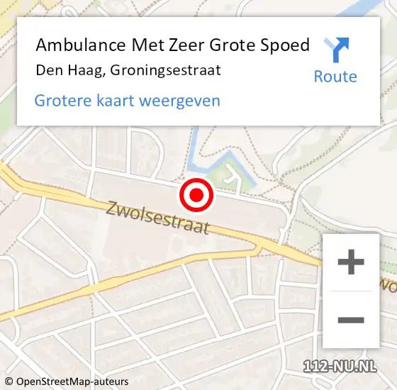 Locatie op kaart van de 112 melding: Ambulance Met Zeer Grote Spoed Naar Den Haag, Groningsestraat op 8 oktober 2024 10:22