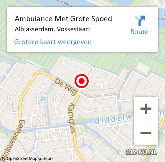 Locatie op kaart van de 112 melding: Ambulance Met Grote Spoed Naar Alblasserdam, Vossestaart op 8 oktober 2024 10:25