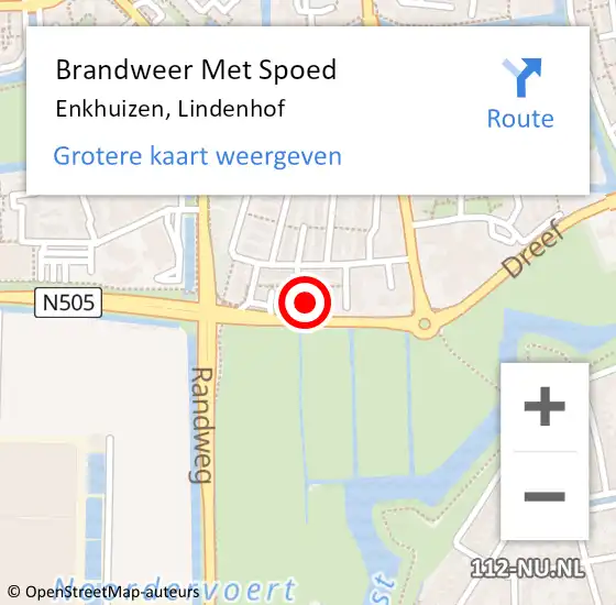 Locatie op kaart van de 112 melding: Brandweer Met Spoed Naar Enkhuizen, Lindenhof op 8 oktober 2024 10:42