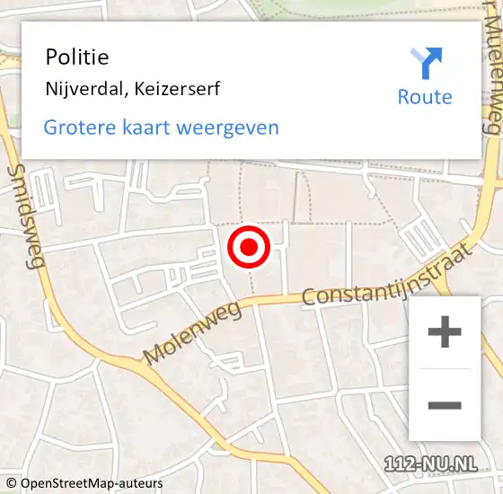 Locatie op kaart van de 112 melding: Politie Nijverdal, Keizerserf op 8 oktober 2024 11:13