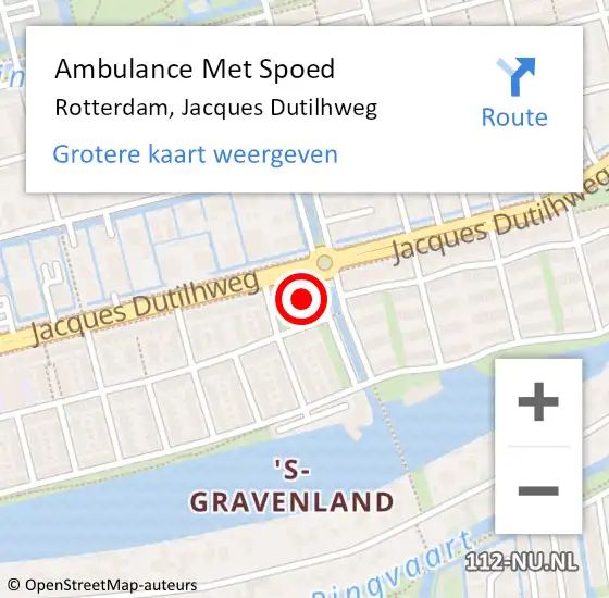 Locatie op kaart van de 112 melding: Ambulance Met Spoed Naar Rotterdam, Jacques Dutilhweg op 8 oktober 2024 11:16