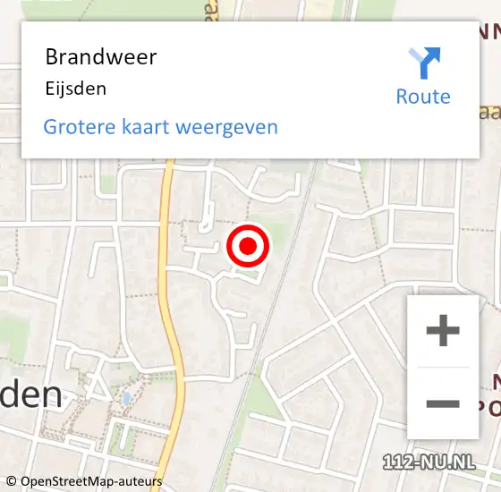 Locatie op kaart van de 112 melding: Brandweer Eijsden op 8 oktober 2024 11:17