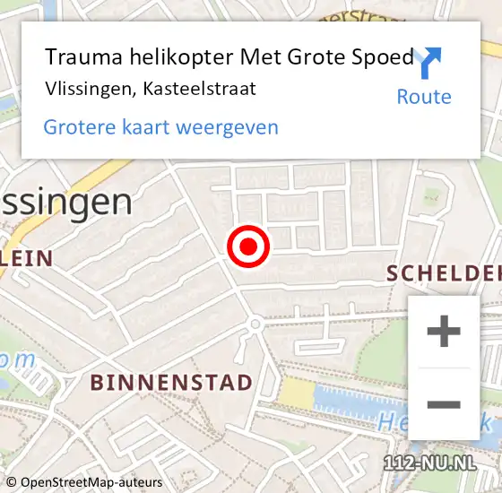 Locatie op kaart van de 112 melding: Trauma helikopter Met Grote Spoed Naar Vlissingen, Kasteelstraat op 8 oktober 2024 11:19