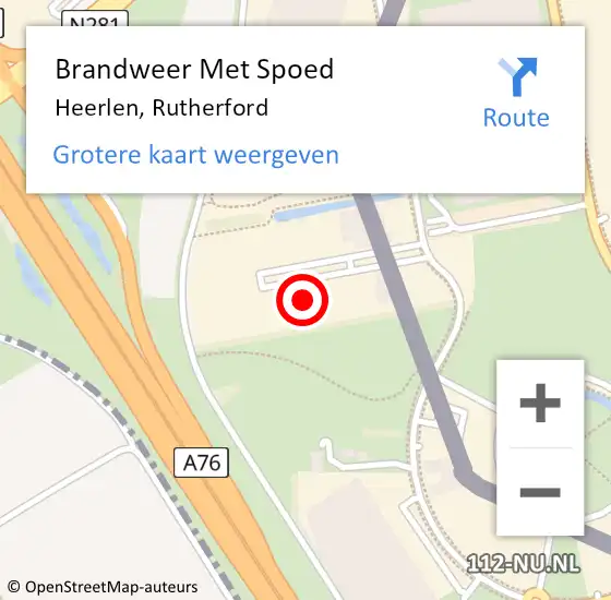 Locatie op kaart van de 112 melding: Brandweer Met Spoed Naar Heerlen, Rutherford op 8 oktober 2024 11:19