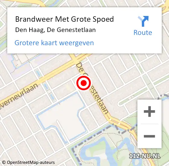 Locatie op kaart van de 112 melding: Brandweer Met Grote Spoed Naar Den Haag, De Genestetlaan op 8 oktober 2024 11:30