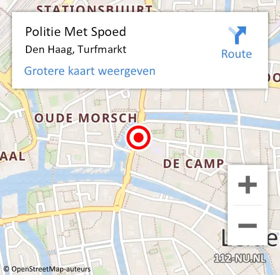 Locatie op kaart van de 112 melding: Politie Met Spoed Naar Den Haag, Turfmarkt op 8 oktober 2024 11:32