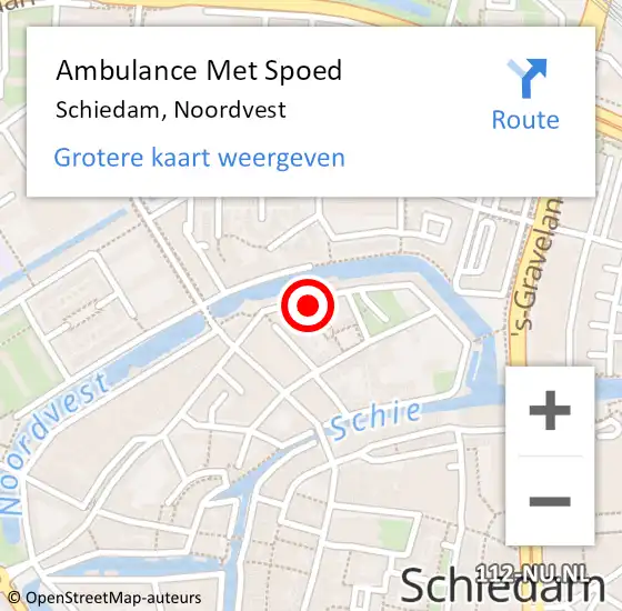 Locatie op kaart van de 112 melding: Ambulance Met Spoed Naar Schiedam, Noordvest op 8 oktober 2024 11:37