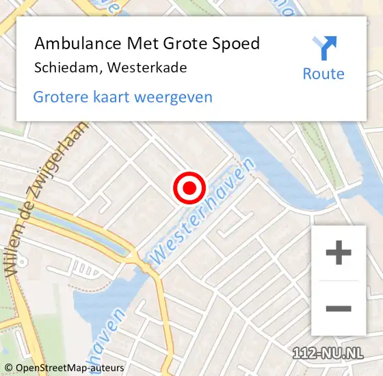 Locatie op kaart van de 112 melding: Ambulance Met Grote Spoed Naar Schiedam, Westerkade op 8 oktober 2024 11:53