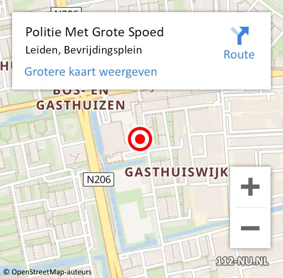 Locatie op kaart van de 112 melding: Politie Met Grote Spoed Naar Leiden, Bevrijdingsplein op 8 oktober 2024 12:03