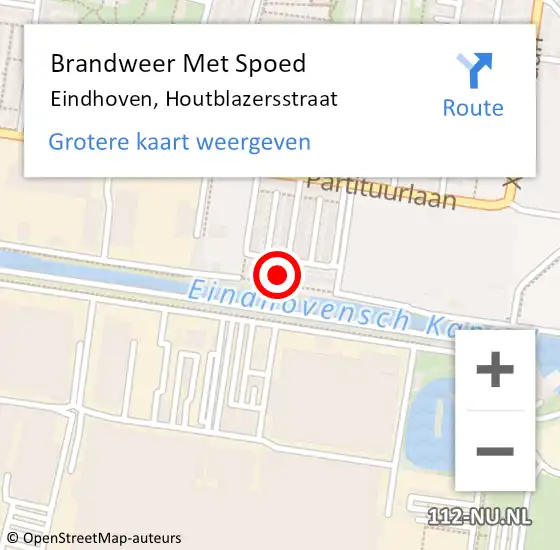 Locatie op kaart van de 112 melding: Brandweer Met Spoed Naar Eindhoven, Houtblazersstraat op 8 oktober 2024 12:05