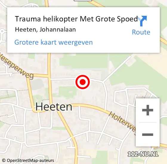 Locatie op kaart van de 112 melding: Trauma helikopter Met Grote Spoed Naar Heeten, Johannalaan op 8 oktober 2024 12:10