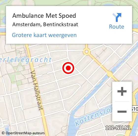 Locatie op kaart van de 112 melding: Ambulance Met Spoed Naar Amsterdam, Bentinckstraat op 8 oktober 2024 12:13