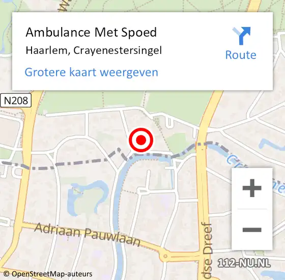 Locatie op kaart van de 112 melding: Ambulance Met Spoed Naar Haarlem, Crayenestersingel op 8 oktober 2024 12:16