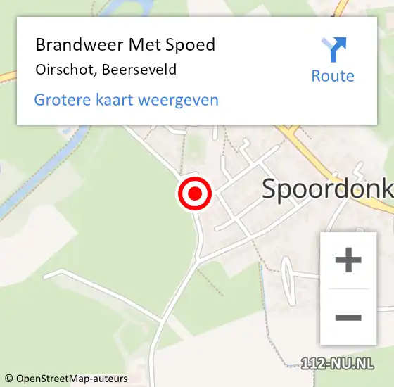 Locatie op kaart van de 112 melding: Brandweer Met Spoed Naar Oirschot, Beerseveld op 8 oktober 2024 12:17