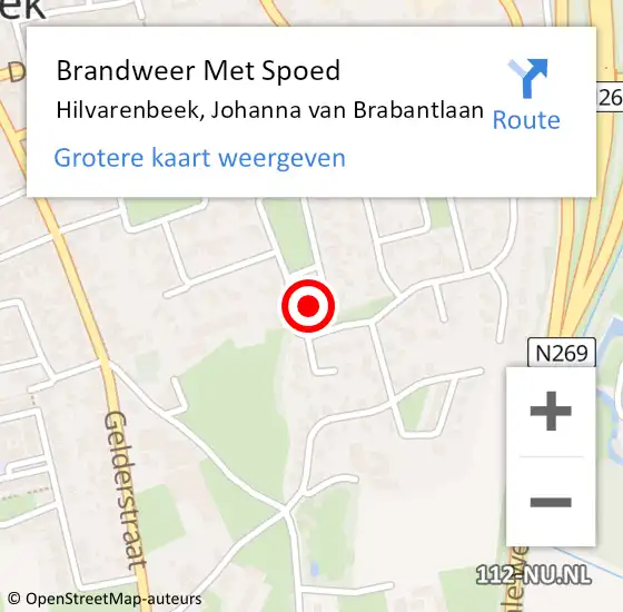 Locatie op kaart van de 112 melding: Brandweer Met Spoed Naar Hilvarenbeek, Johanna van Brabantlaan op 8 oktober 2024 12:22