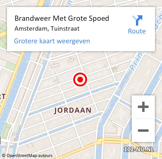 Locatie op kaart van de 112 melding: Brandweer Met Grote Spoed Naar Amsterdam, Tuinstraat op 8 oktober 2024 12:43