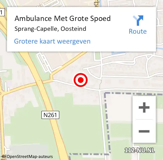 Locatie op kaart van de 112 melding: Ambulance Met Grote Spoed Naar Sprang-Capelle, Oosteind op 8 oktober 2024 13:05