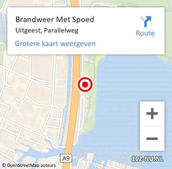 Locatie op kaart van de 112 melding: Brandweer Met Spoed Naar Uitgeest, Parallelweg op 8 oktober 2024 13:19