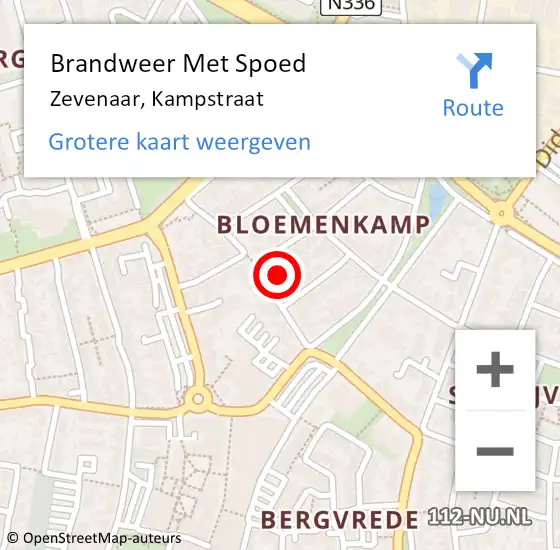 Locatie op kaart van de 112 melding: Brandweer Met Spoed Naar Zevenaar, Kampstraat op 8 oktober 2024 13:20