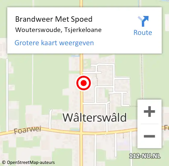 Locatie op kaart van de 112 melding: Brandweer Met Spoed Naar Wouterswoude, Tsjerkeloane op 8 oktober 2024 13:25