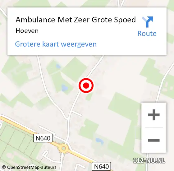 Locatie op kaart van de 112 melding: Ambulance Met Zeer Grote Spoed Naar Hoeven op 8 oktober 2024 13:47