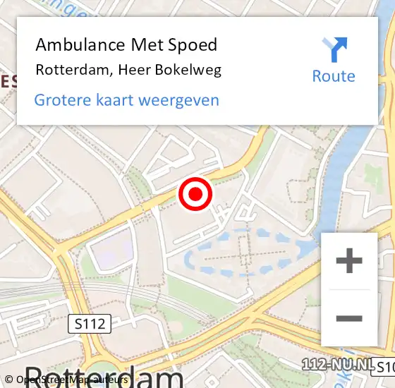 Locatie op kaart van de 112 melding: Ambulance Met Spoed Naar Rotterdam, Heer Bokelweg op 8 oktober 2024 13:53