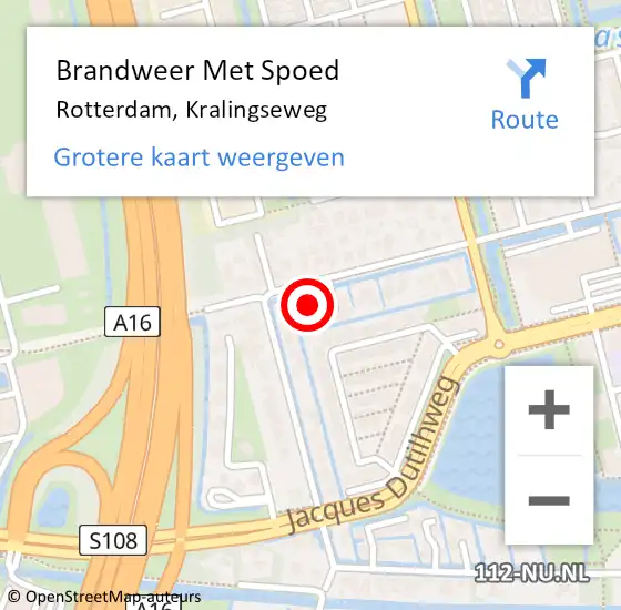 Locatie op kaart van de 112 melding: Brandweer Met Spoed Naar Rotterdam, Kralingseweg op 8 oktober 2024 13:53