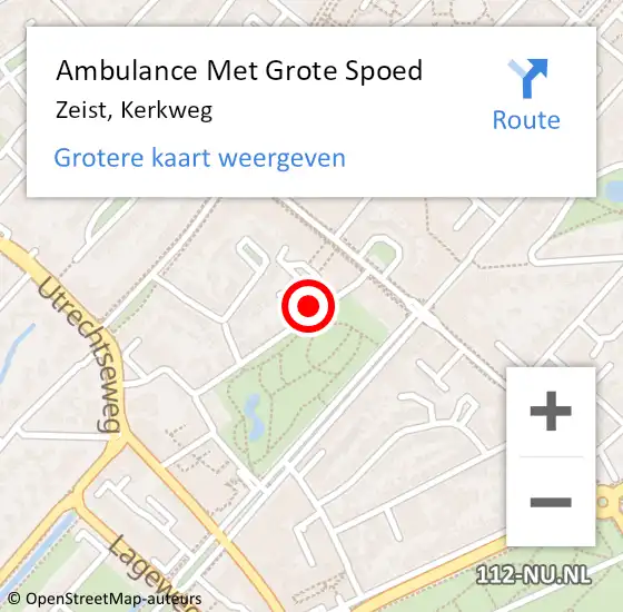 Locatie op kaart van de 112 melding: Ambulance Met Grote Spoed Naar Zeist, Kerkweg op 22 oktober 2014 17:30