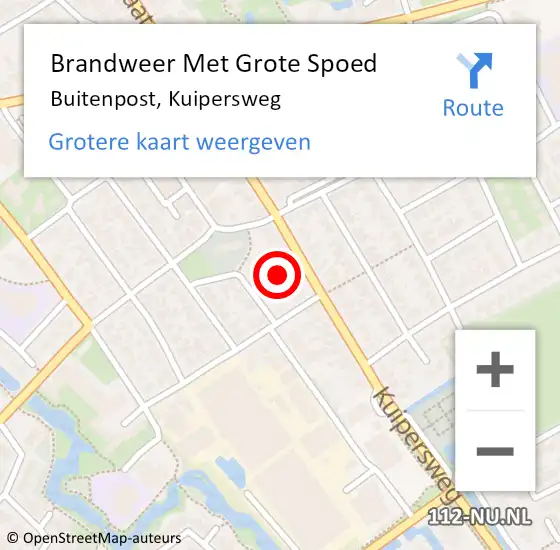 Locatie op kaart van de 112 melding: Brandweer Met Grote Spoed Naar Buitenpost, Kuipersweg op 8 oktober 2024 14:23