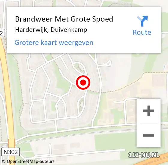 Locatie op kaart van de 112 melding: Brandweer Met Grote Spoed Naar Harderwijk, Duivenkamp op 8 oktober 2024 14:25